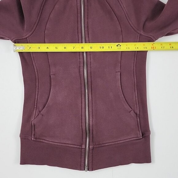 Lululemon Scuba Full Zip Hoodie Garnet Thumbholes Pockets Size 2 - Picture 11 of 12